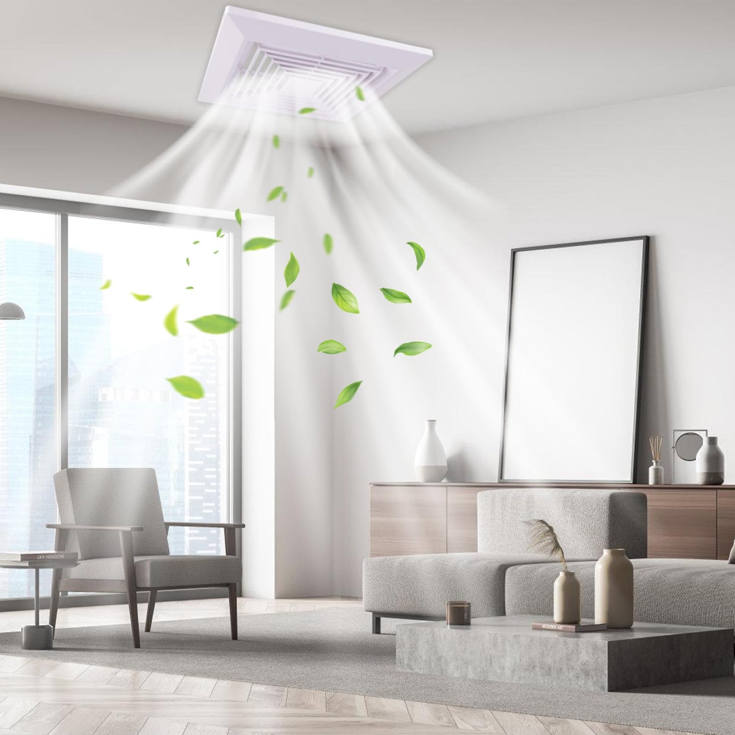 TIHCXNY 1-Piece (9"x9"Inches) Bathroom Exhaust Fan Cover with Spring, Square Ceiling or Wall Mounted Exhaust Fan, Ceiling Fan, Grille, Air Diffuser, Diverter Ventilation Hood, Replacement Accessories