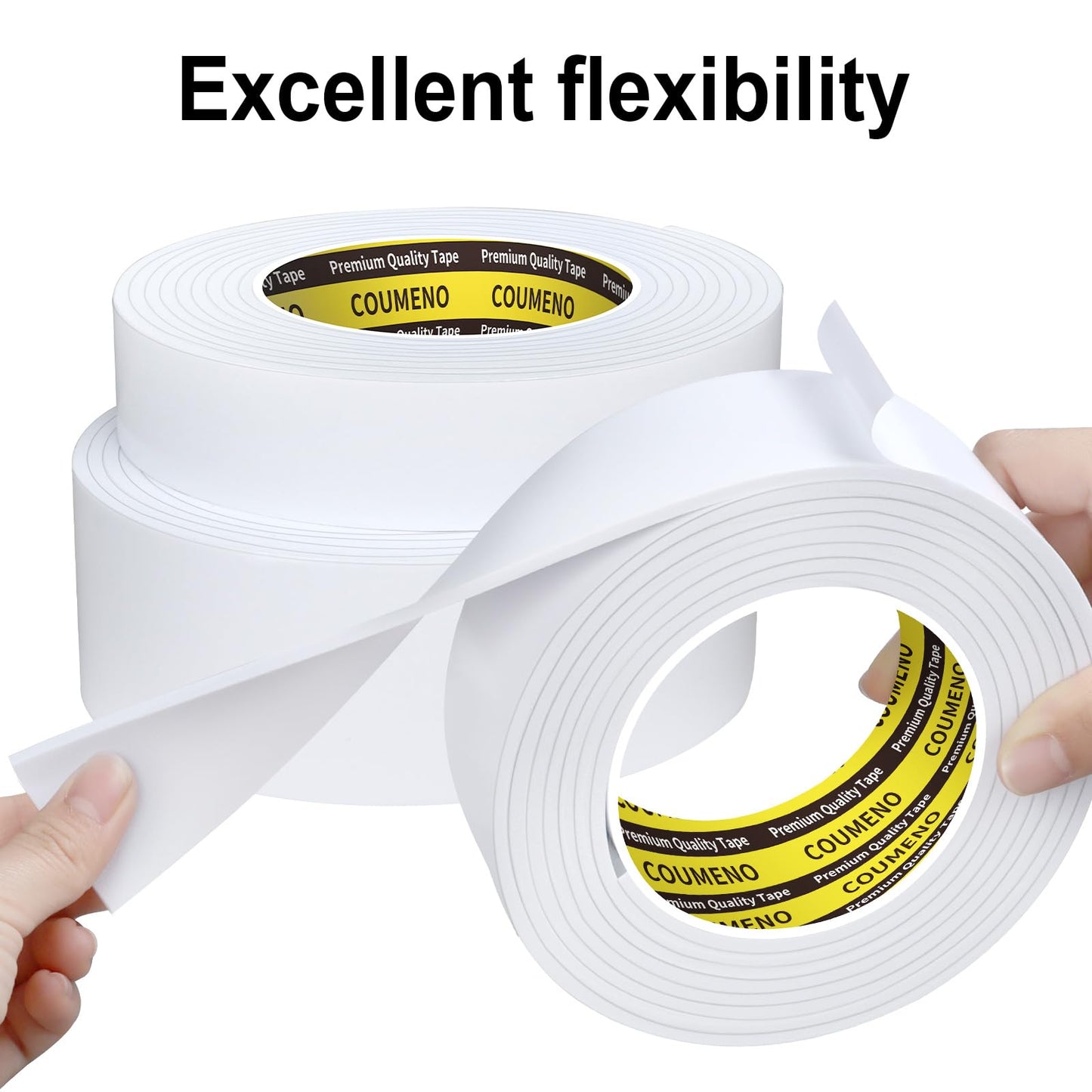 COUMENO EVA Single-Sided Adhesive White Foam Tape, Single-Sided Sealing Strip Foam Pad Sponge Tape Window Weatherproof, Self-Adhesive Insulation Sealing Tape 2inX9.84FT