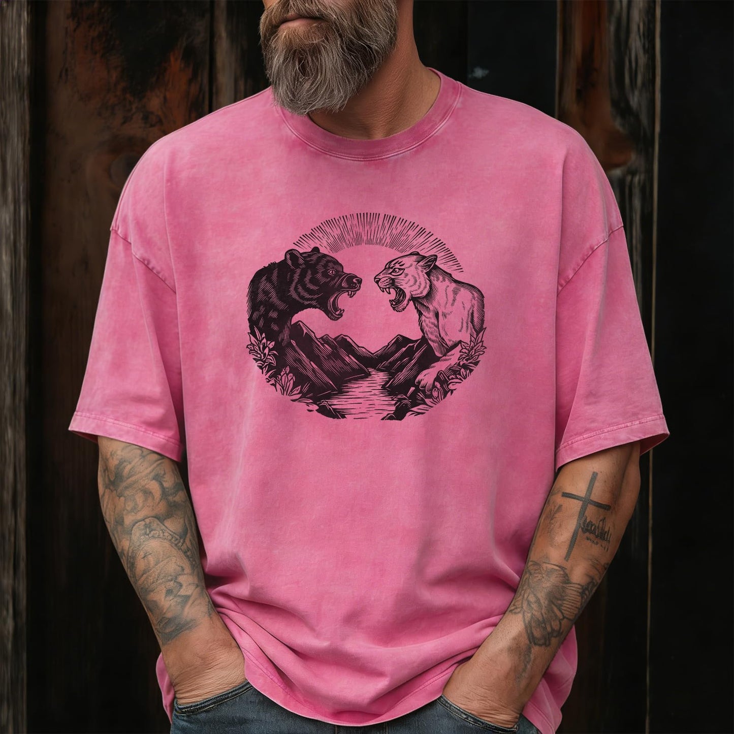 Solid Pink 100% Cotton Acid Washed Y2K Graphic Shirts Men Oversized Loose Fit 80S Rock 2026 Summer Streetwear Beach Party Breathable Quick Dry Lightweight Tee Shirts,2XL