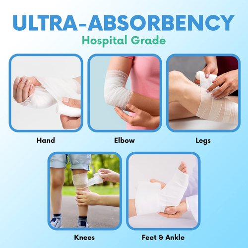 HEALQU Premium Gauze Rolls - 6' x 4.1 Yards - 12 Rolls, Individually Wrapped Conforming Stretch Gauze Bandage - Super Soft Woven Stretch Bandages for Primary Wound Dressing Support