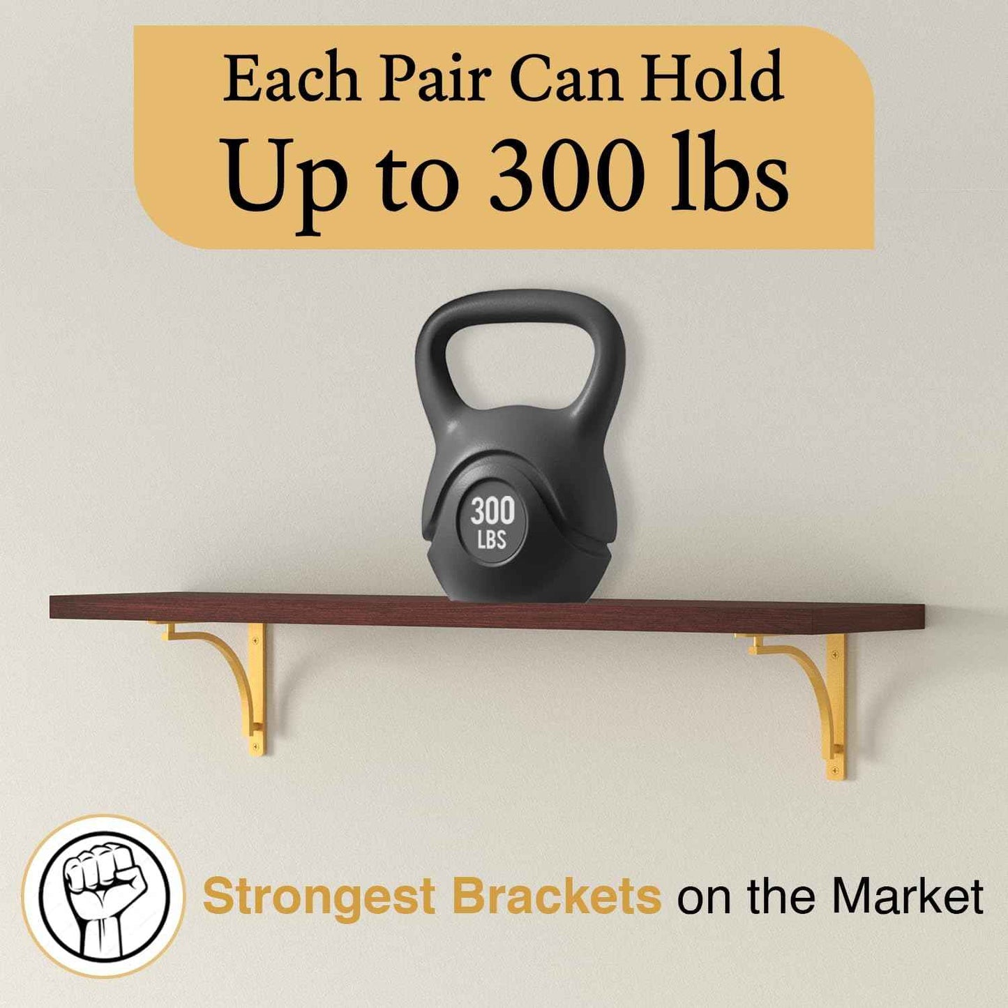 Heavy Duty 8-Inch Black Shelf Brackets - Wall Mounted L Bracket Set of 4 with Hardware