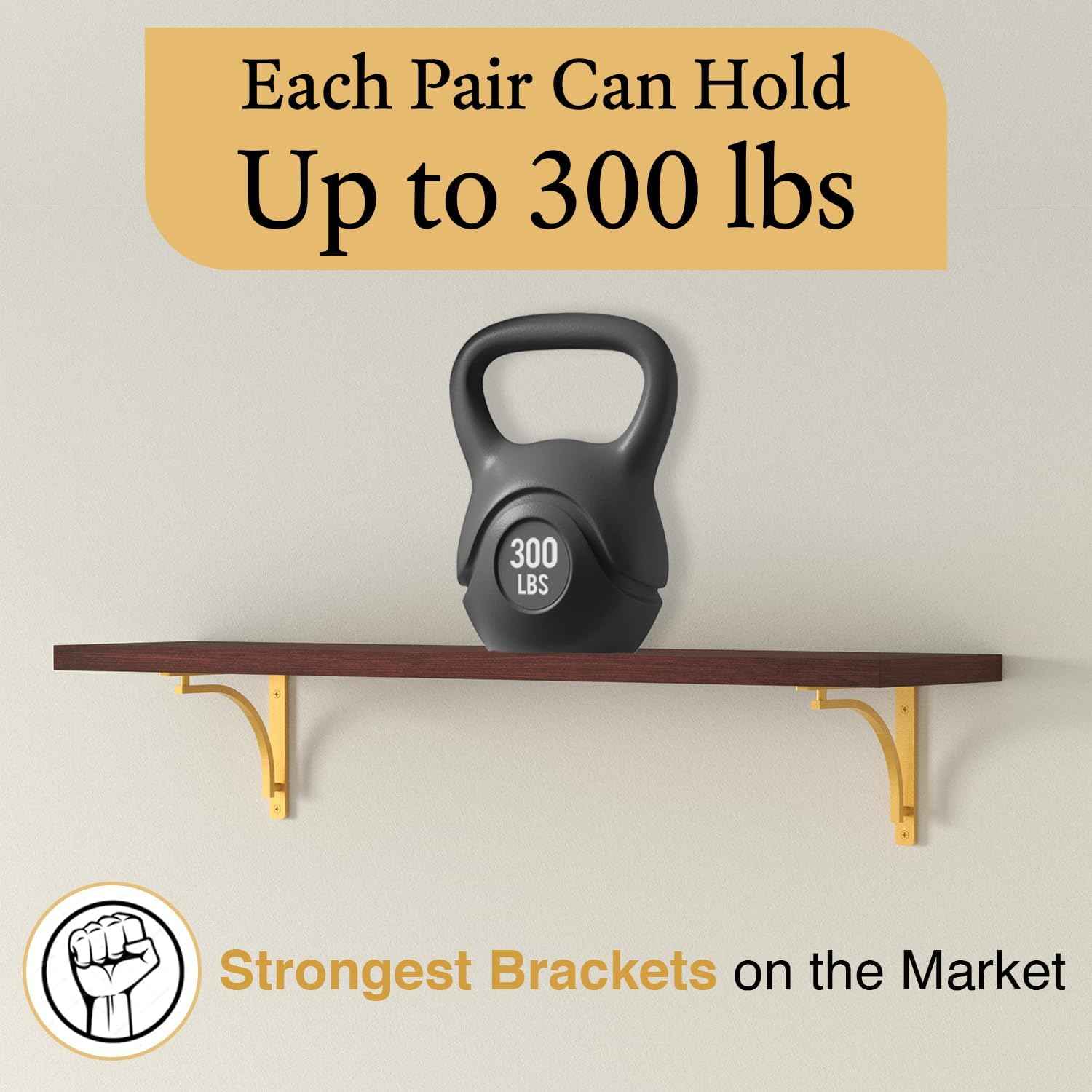 Heavy Duty 8-Inch Black Shelf Brackets - Wall Mounted L Bracket Set of 4 with Hardware