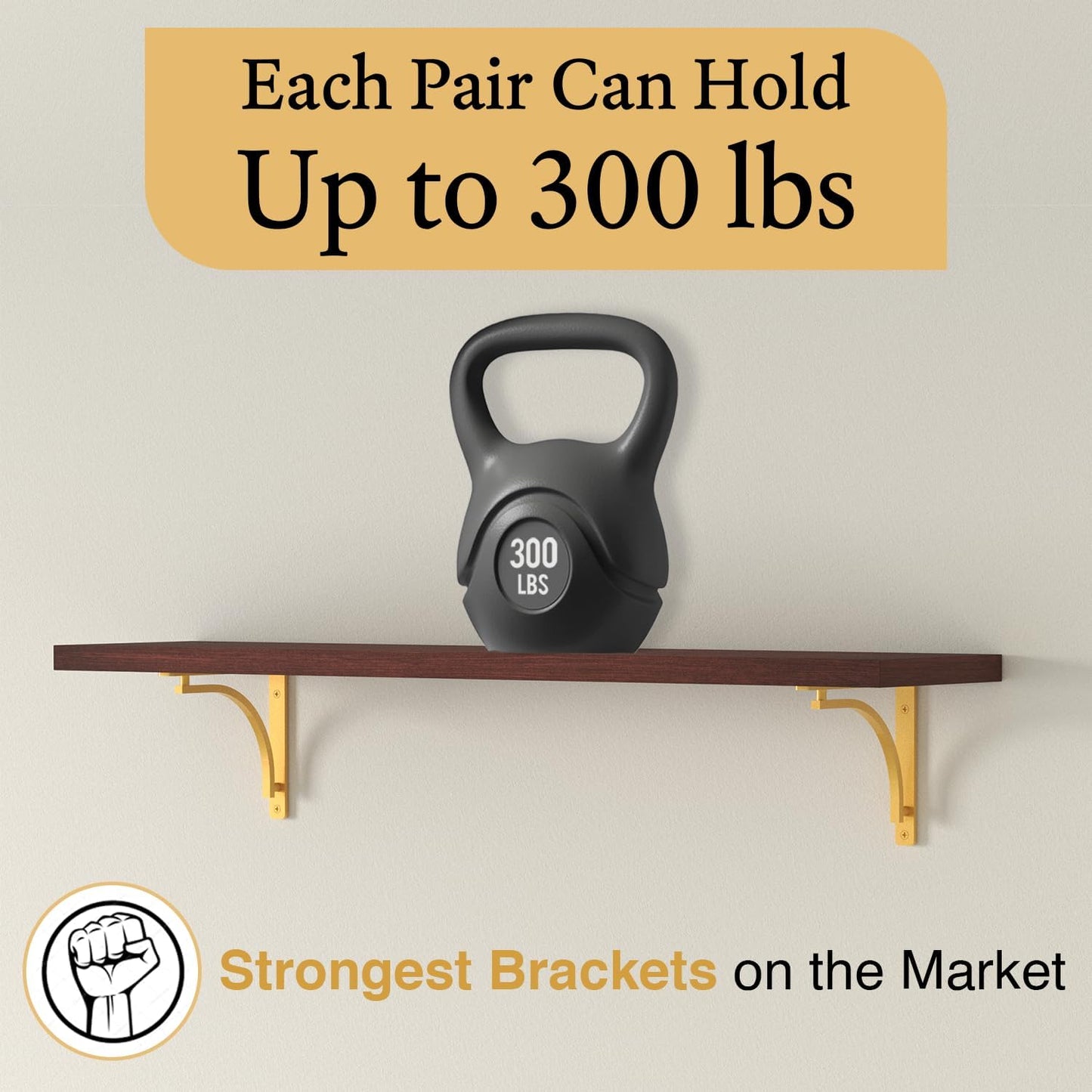 Heavy Duty 8-Inch Black Shelf Brackets - Wall Mounted L Bracket Set of 4 with Hardware