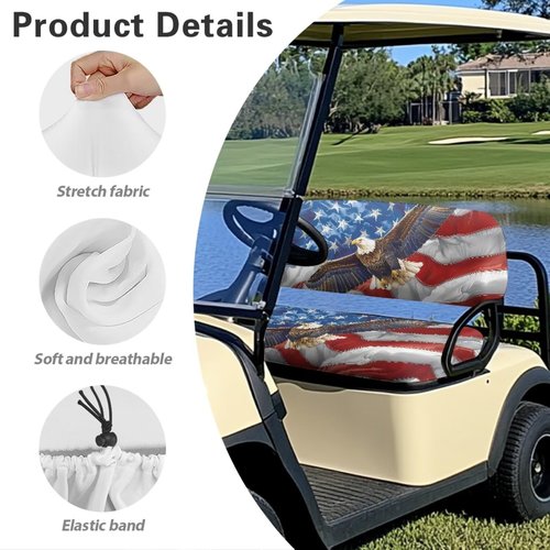 Brosoneto Eagle Golf Cart Seat Covers, American Flag Breathable Golf Cart Seat Blanket Towel, Travel Sports Golf Cart Front Seat Cover for Club Car Golf Cart Accessories