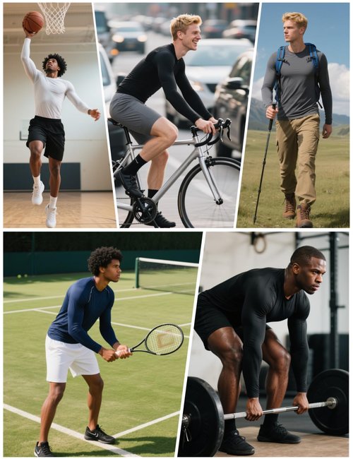 CYPER SUN 5 Pack Men's Compression Shirts Long Sleeve Undershirts, Quick Dry Workout Baselayer Rash Guard Fitness Top Black/White/Blue L