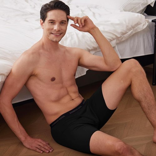BAMBOO COOL Men's Ultra Breathable Boxer Briefs - No Riding Up Design | Comfortable Flexible Waistband