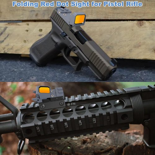 TRSAIM Mini Folding 3 MOA Red Dot Sight Flip Up Reflex Sight for Glock MOS, Pistol Handgun RMR, Picatinny Rail (Grey)