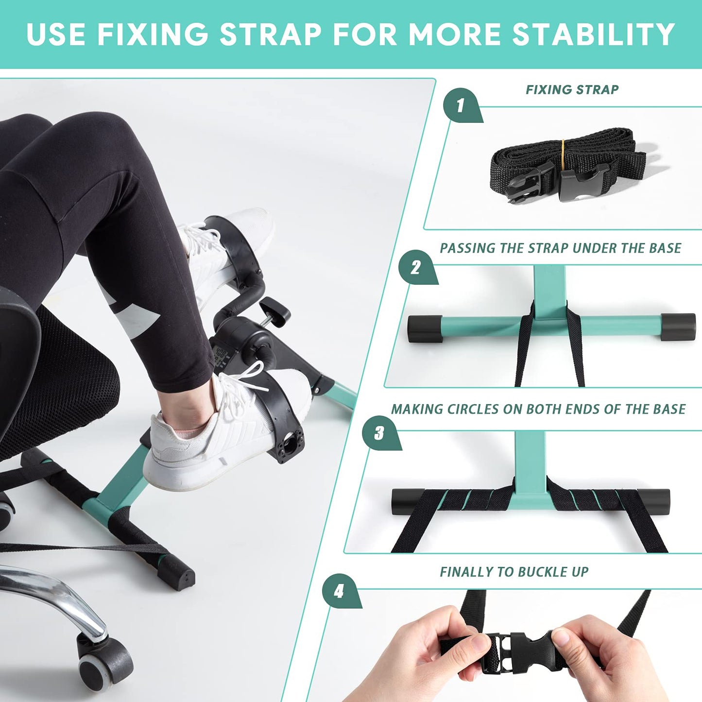 Folding Pedal Exerciser Mini Exercise Bike Portable Foot Peddler Desk Bike Arm and Leg Peddler Machine with LCD Monitor(Green)