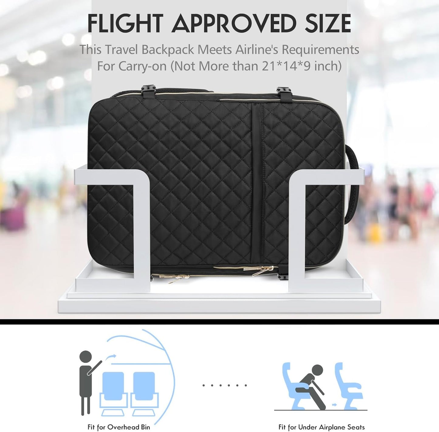 MOMUVO Large Travel Backpack - Flight Approved, Water Resistant Anti-Theft Daypack for 17" Laptop | Black