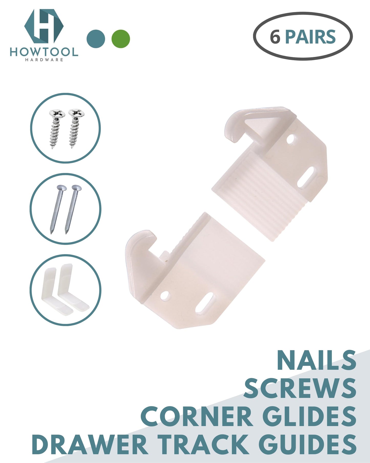 Adjustable Drawer Guides L Angle White Drawer Track Guides with Screws 6 Pairs 12 Pcs Drawer Rail Support Furniture Repair Replacement for Dressers Cabinets Wood Drawers HOWTOOL