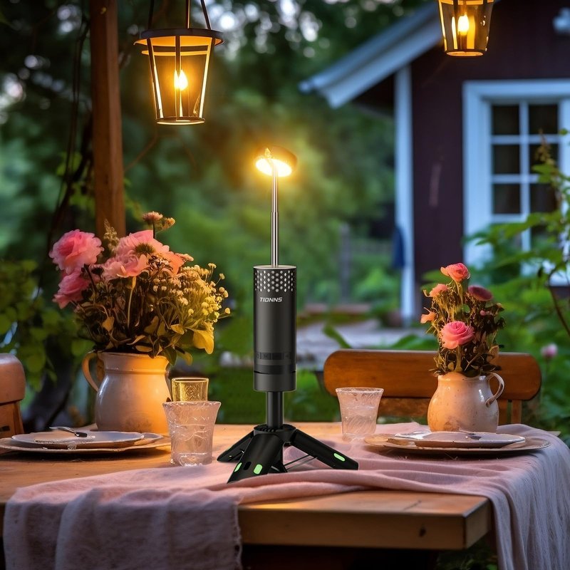 TIDNNS Camping Lights Rechargeable, Detachable Camping Lantern with Stand, Telescopic Waterproof Camp Lamp, Magnetic Work Hanging Light, LED Tent Flashlights for Emergency (Black- Upgraded)