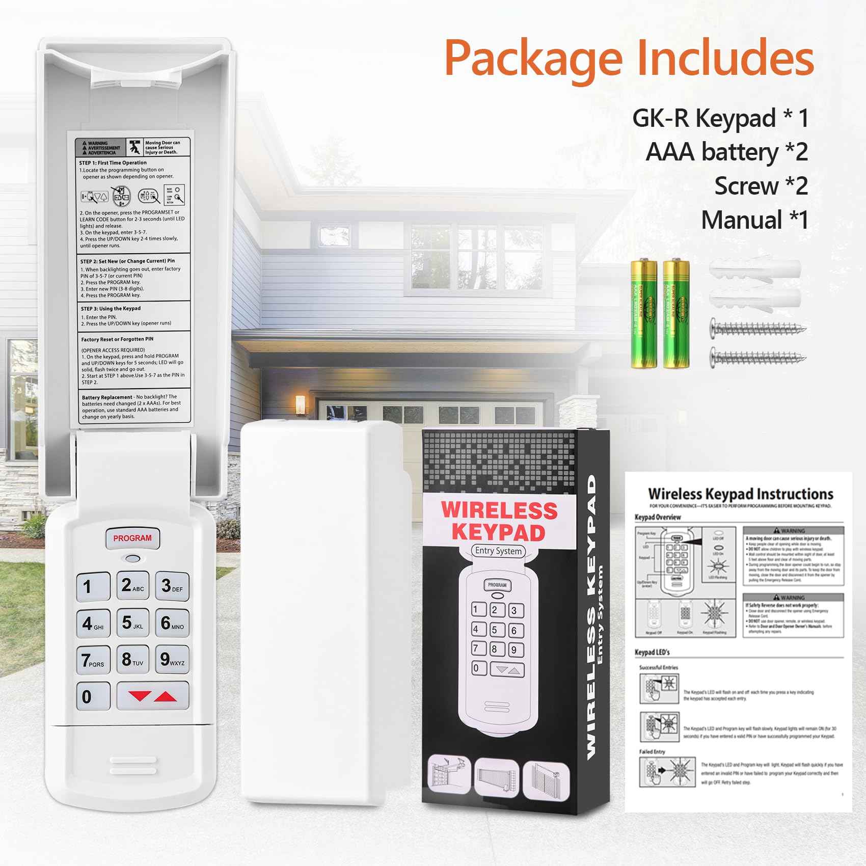 for Overhead Garage Door Opener Keypad, Compatible with All Overhead/Genie Garage Door Openers, Work with Model GK-R 37225R 37332R OKP-BX GK-BX GWKP, GWK-IC, ACSDG, ACSDA1, ACSD1G, B8QACSDA