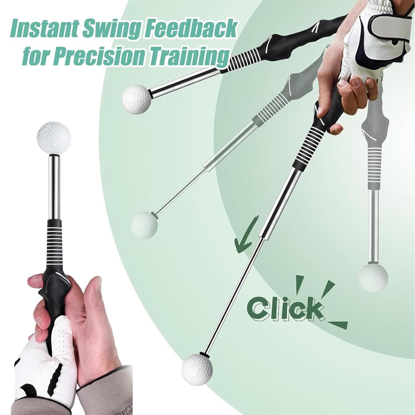 MHKLCD Retractable Golf Swing Training Aid, Golf Grip Trainer and Right-Handed Golf Training Aid for Chipping Hitting, Portable Grip Trainer with Click Feedback