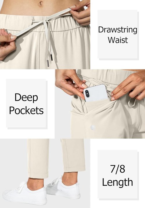 G Gradual Women's 7/8 Stretch Ankle Sweatpants - Deep Pockets for Golf, Lounge & Travel