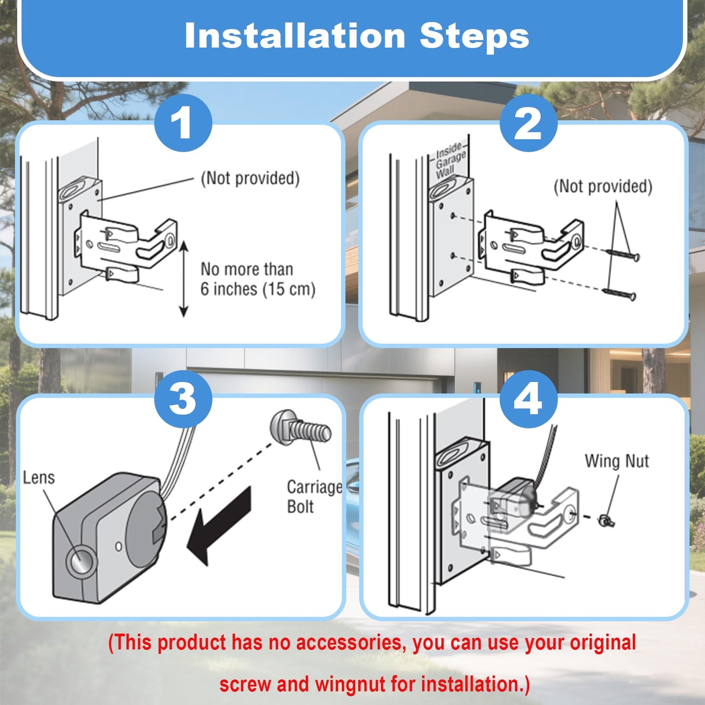 Garage Door Sensor Replacement Bracket Compatible with Chamberlain Liftmaster Garage Door Opener Sensors for 41A5034 Safety Sensor Kit Brackets Black 2Pcs