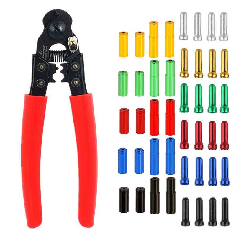 ACCUFINE 5 in 1 Bike Cable Cutter and Crimper Bike Cable Housing Cutter and Crimper with End Caps Colored