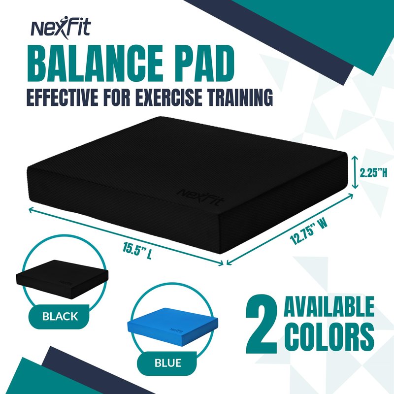 NexFit High-Density Large Balance Pad - Durable TPE Foam Balance Pad Physical Therapy , Foam Exercise Pad with Non-Slip Surface, Lightweight for Home & Gym Workouts, Core Strength & Balance Enhancement (Blue)