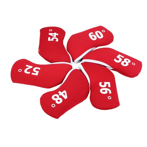 Golf Builder 6pcs/Set Soft Neoprene Golf Wedge Head Covers fit RH and LH 48,52,54,56,58,60 (Red)