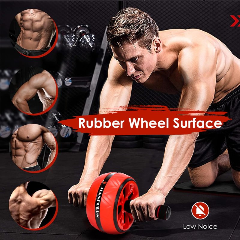 AB Roller Wheel, Ab Roller Wheel Exercise Equipment for Core Workout, Ab Wheel Roller for Home Gym, Ab Workout Equipment for Abdominal Exercise (RED)
