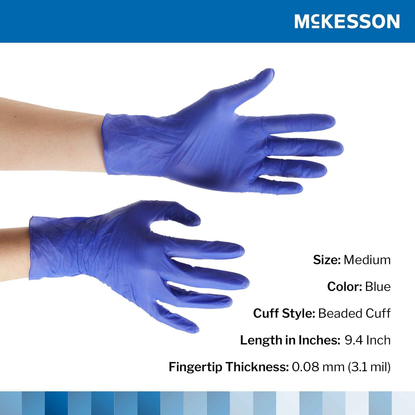 McKesson Confiderm 3.0 Nitrile Exam Gloves - Powder-Free, Latex-Free, Ambidextrous, Textured Fingertips, Non-Sterile - Dark Blue, Size Medium, 250 Count, 1 Box