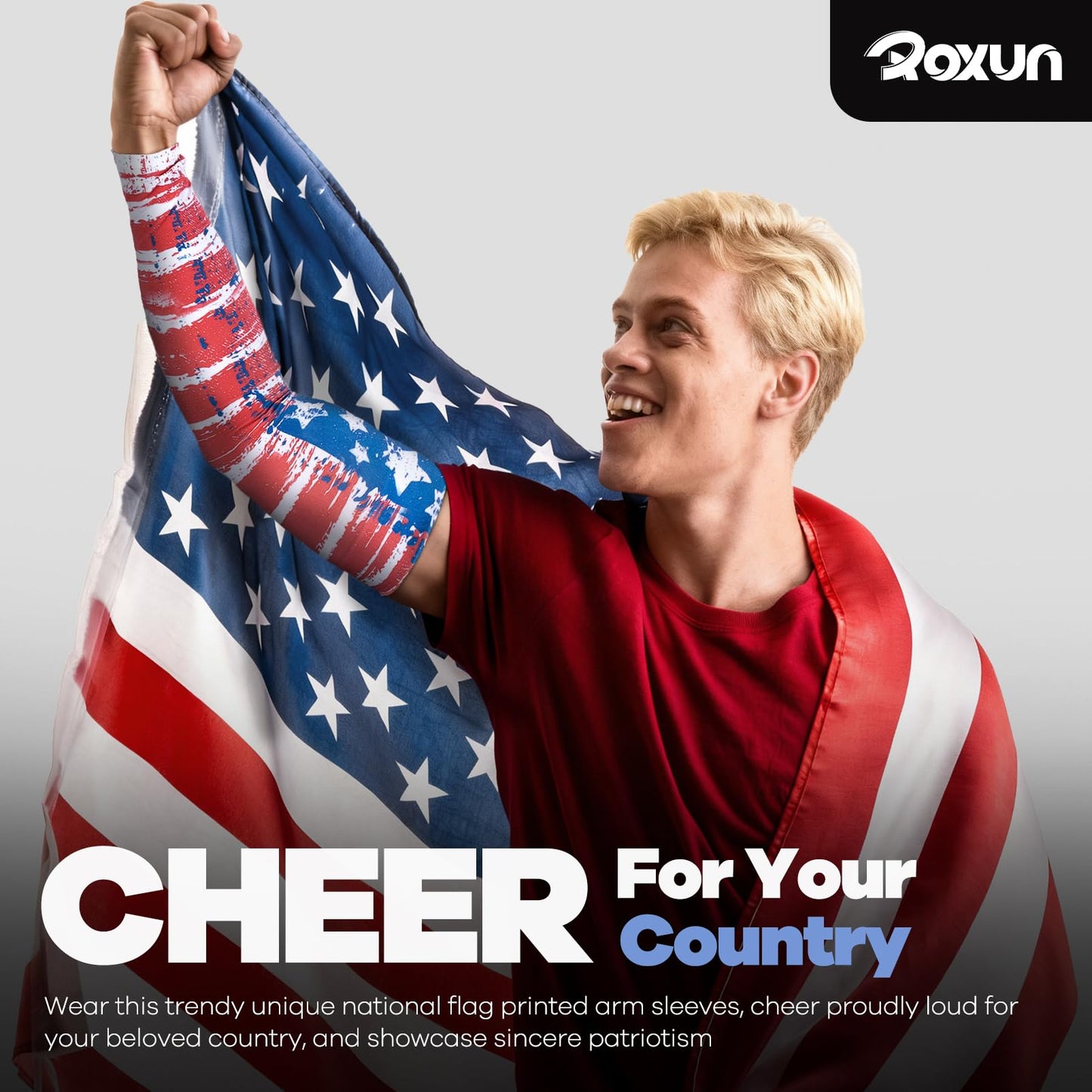 ROXUN 2 Pairs Flag Arm Sleeves Cooling UV Protection for Men Women Soccer Football Sports England Flag