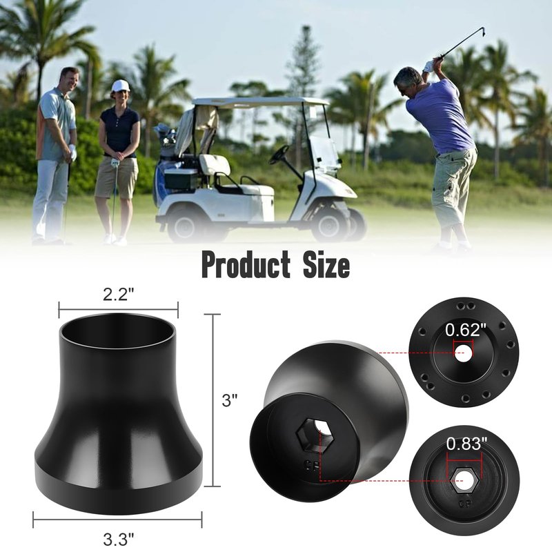 FAHKNS Golf Cart Steering Wheel Adapter, Steering Wheel Adapter for EZGO TXT & RXV Model, Electrophoresis Aluminum Steering Wheel Adapter 5/6 Hole (Black)