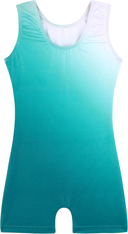 HOZIY Gymnastics Leotards for Girls - Snowflake Ribbon Design in Blue, Purple & Hot Pink Sparkle