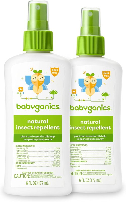 Babyganics Insect Spray - 6oz | Natural Plant & Essential Oils Formula - 2 Pack