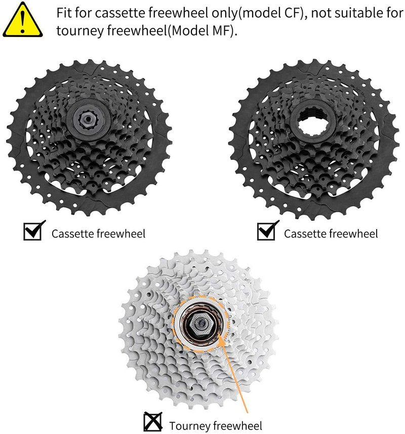 QKURT Chain Whip Tool Kit, Bicycle Cassette Removal Tool+Auxiliary Wrench+Cassette Lockring Tool with Pin+Sprocket Remover-Black