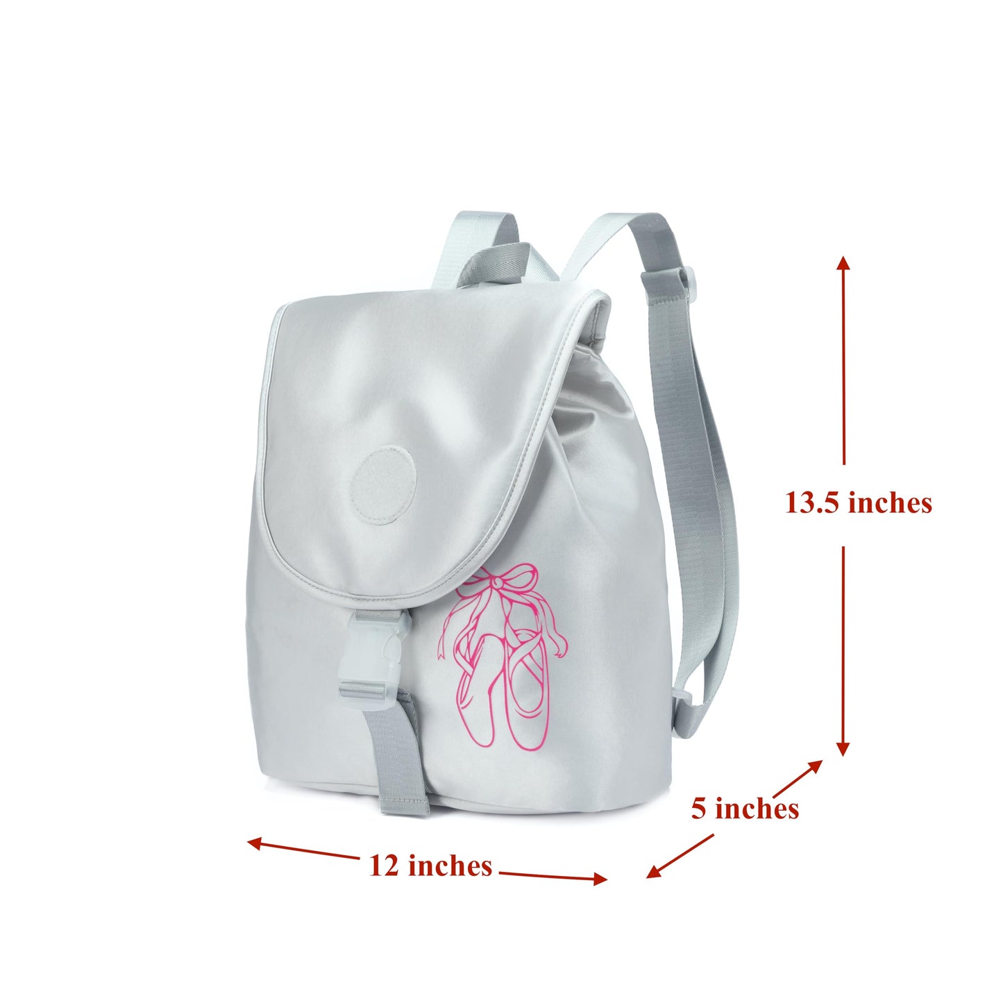 NOVELPAK Ballet Dance Backpack for Girls - 15L Personalized Tutu Bag with Multi-Pockets & Interchangeable Badge - Competition & Practice Dance Team Bag - Silver