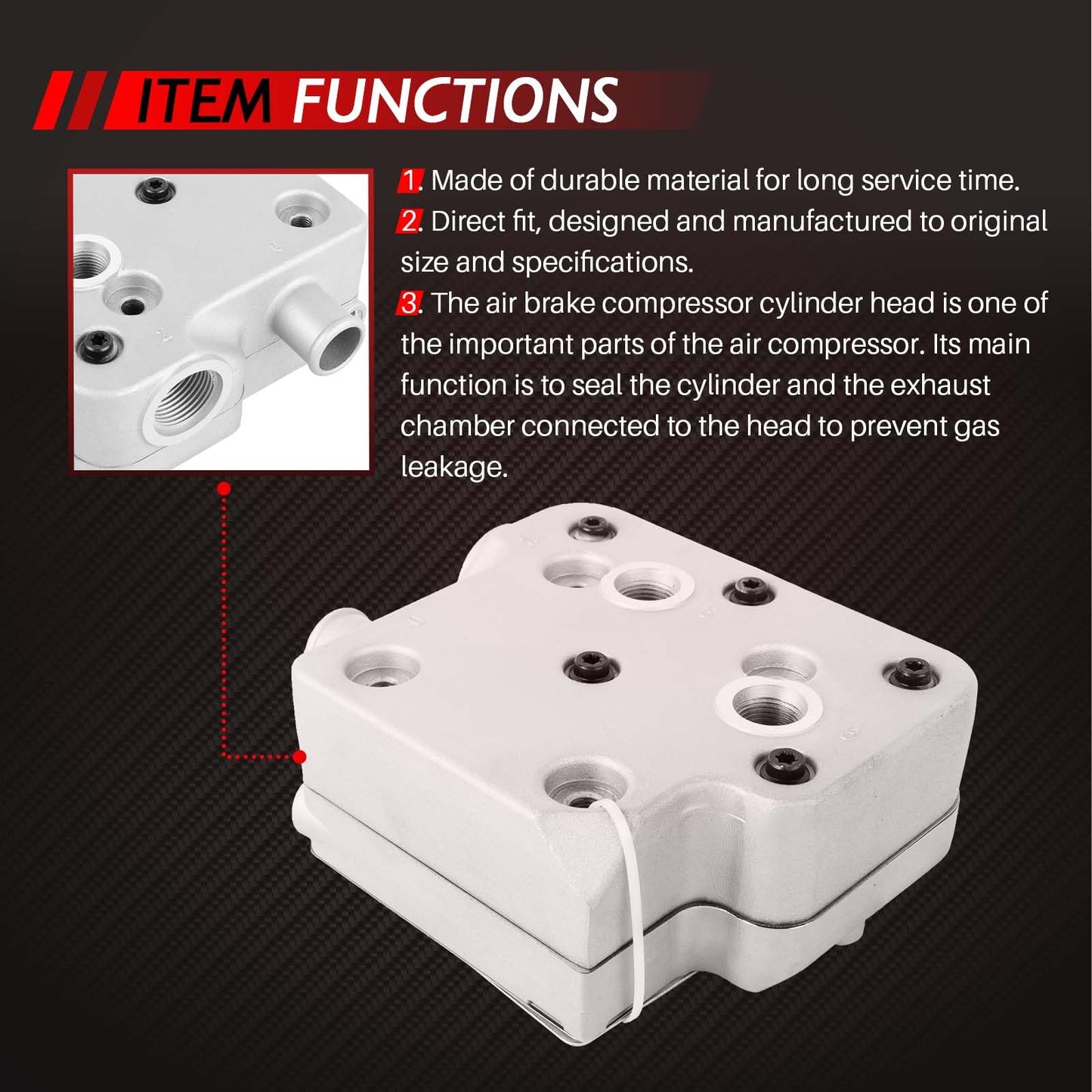 Merautop SJ Air Brake Compressor Cylinder Head 9111539202 4936226 Compatible with Cummins ISX 6CT ISCE QSC ISLE Replaces 3969124 9111539212