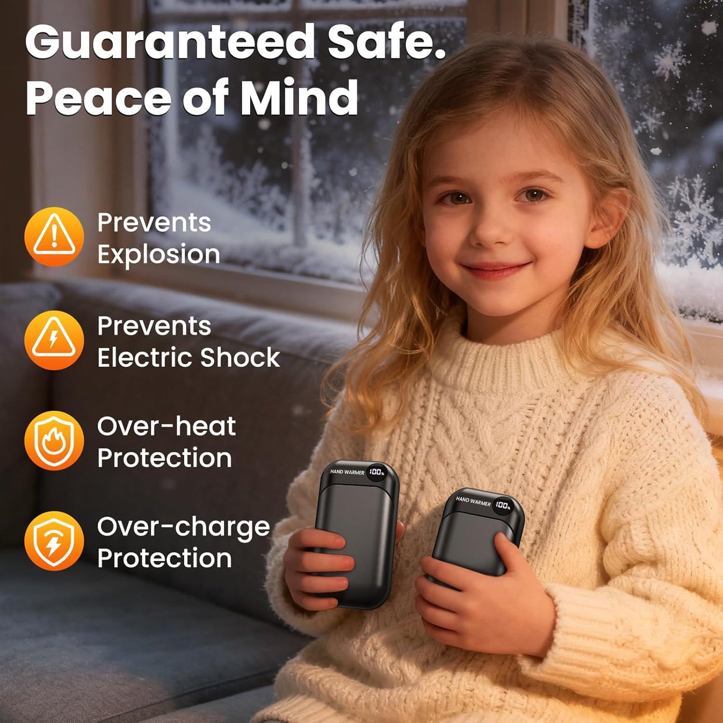 Skiennix Rechargeable Hand Warmers - 4 Heat Levels Up to 131°F | 9-Hour Portable Heating for Outdoor Activities