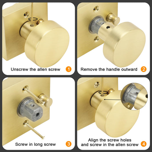 goldenwarm Gold Door Knobs with Deadbolt, Zinc Alloy Brushed Gold Exterior Door Knobs Lock Set with Deadbolt, Heavy Duty Door Locks for Front Door - Modern & Stylish(2 Pack)