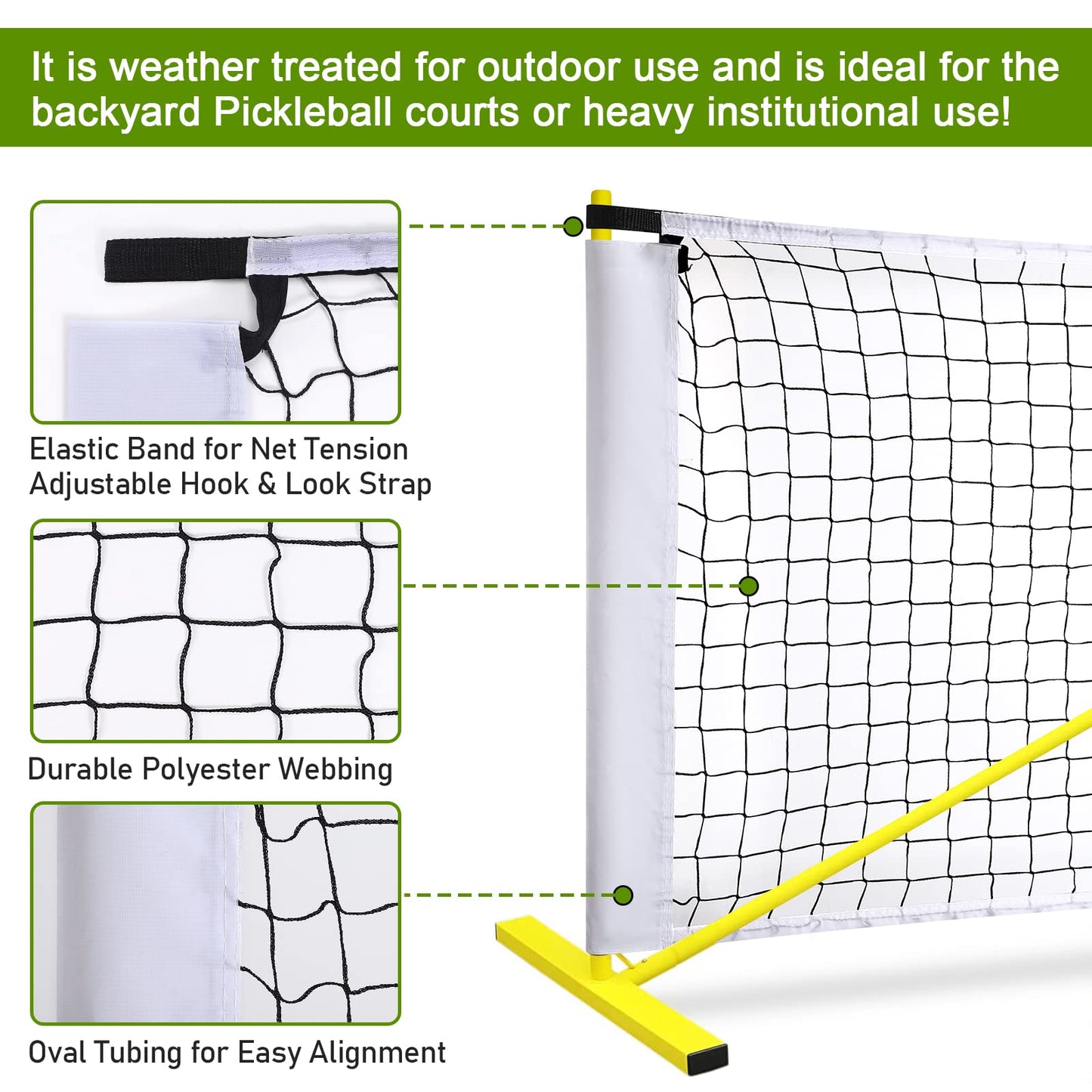 TOBWOLF 22x3ft Pickleball Replacement Net, Indoor Outdoor Pickleball Nets for Most Free-Standing Pickle Ball Frame, Official Regulation Size Net for Portable Pickleballs Nets System