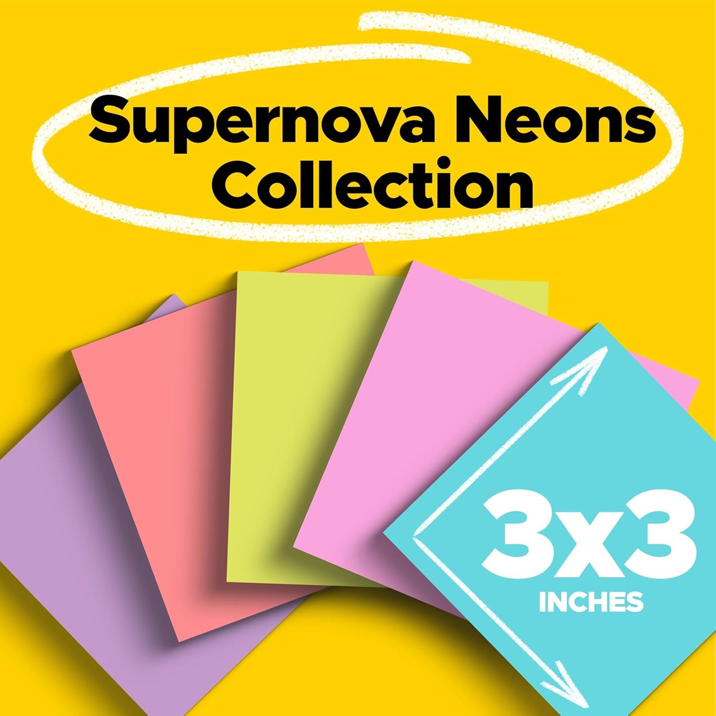 Post-it Super Sticky Notes - 24 Pads | 3 x 3 Inches | Supernova Neons Collection - 2X Sticking Power