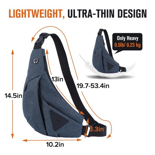 Anti Theft Crossbody Bag Sling Chest Bags for Women Men Shoulder Bag Anti-theft Design for Travel Sport Work Blue