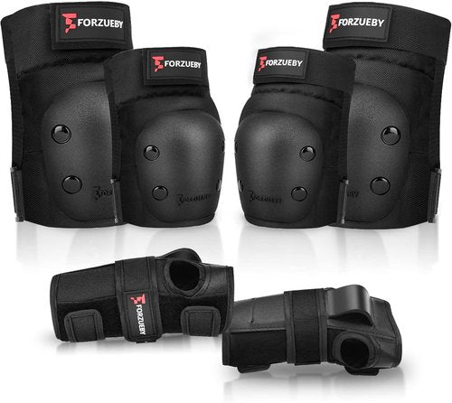 Forzueby Protective Gear Set - Adult & Kids Knee Pads, Elbow Pads, Wrist Guards | 6-in-1 for Skating & Scootering
