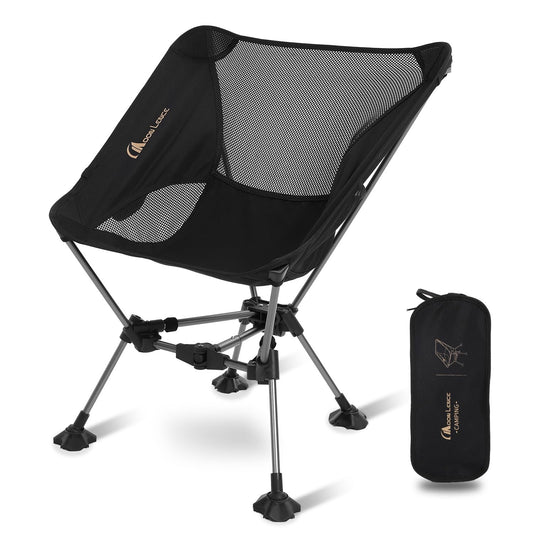 MOON LENCE Portable Camping Chair，Lightweight Backpacking Hiking Chairs,Compact,Foldable,with Anti-Sinking Large Feet for Beach,330 lbs Capacity (Black, Plus)
