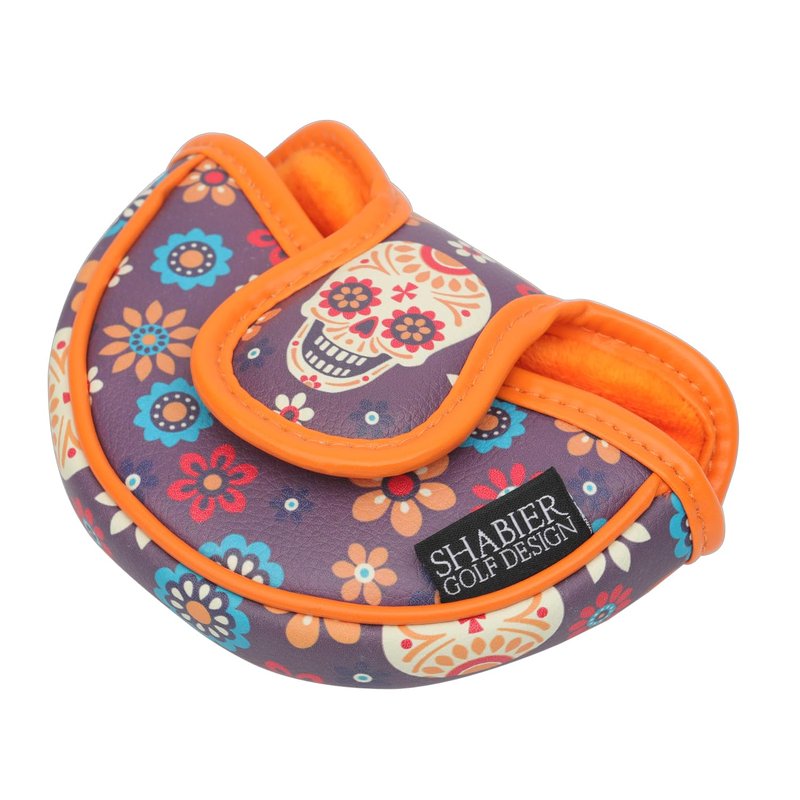SHABIER Golf Mid-Mallet Headcover with Sugar Skull Design for Golf Putter Head Cover