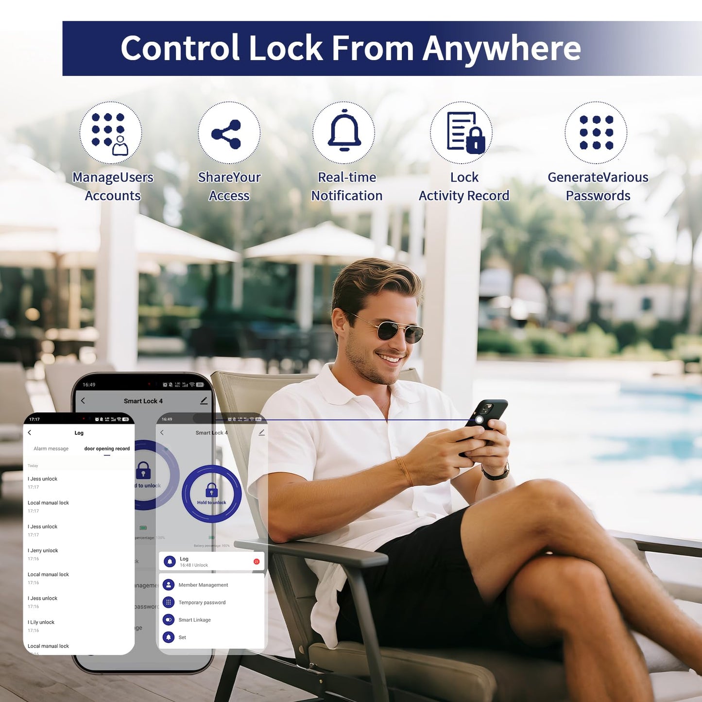 WiFi Fingerprint Smart Lock for Front Door - Keyless Entry Door Lock with Handle Set | No Bridge Required Electronic Digital Keypad Deadbolt with APP Control,Auto-Lock,USB-C Charging Port