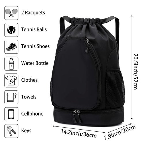 GQIIRL Tennis Bag for Women - Water Resistant Tennis Backpack to Hold 2 Rackets with Shoe Compartment, Lightweight Pickleball Paddles Badminton Squash Racquet Bags for Youth Girls Teenager (White)