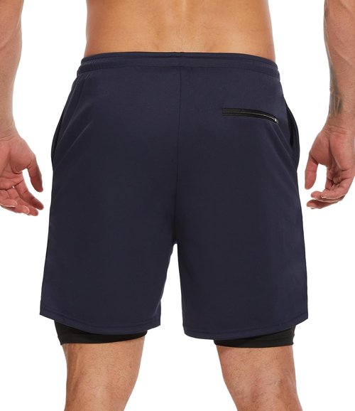 Kinglaman Men's 2-in-1 Running Workout Shorts - Quick Dry Athletic Gym Shorts with Pockets | 4 Pack