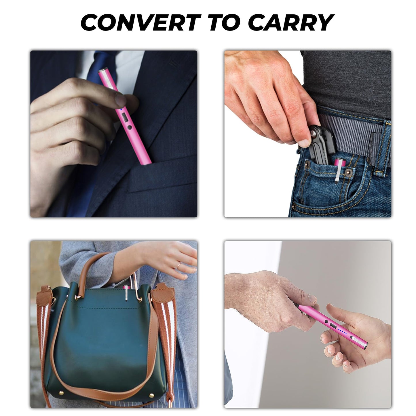 FIGHTSENSE Pen Stun Gun for Self Defense Battery Life Indicator, Belt Clip, Pen Flashlight stun Gun for Women self Defense (Red)