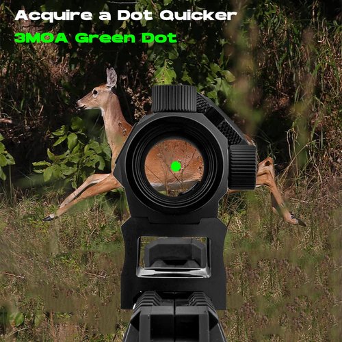 Cyelee GT3 Green Dot Sight for Rifles, Compact 1x20mm 3MOA Shake Awake Reflex Sight, Picatinny Gun Sight with Absolute Co Witness Riser
