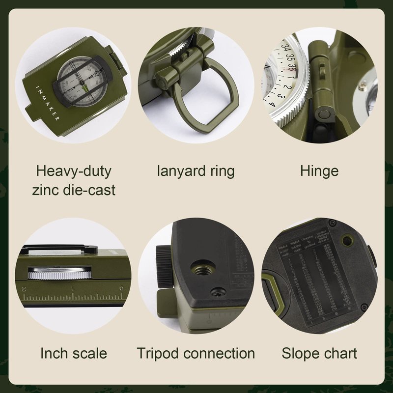 INMAKER Compass, Compass Hiking with Survival Whistle, Luminous Gift for Kids, Apply to Outdoor Survival, Camping and Navigation