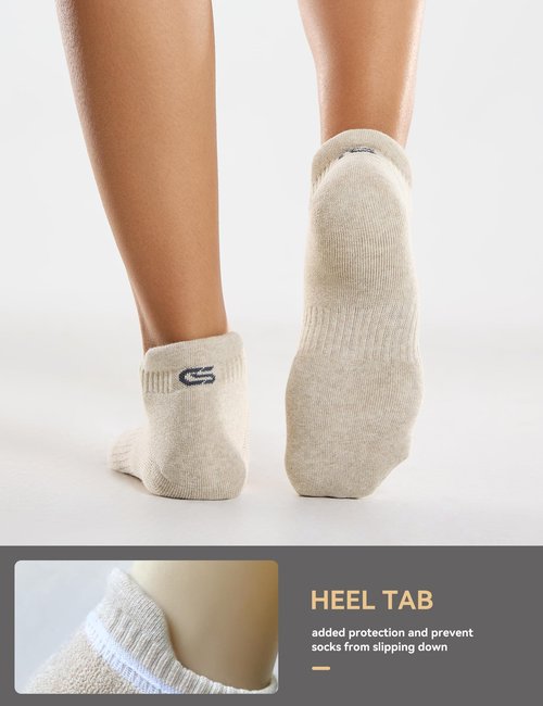 CS CELERSPORT Ankle Athletic Running Socks Low Cut Sport Tab Sock for Men and Women (6 Pairs), Medium, Khaki+Light Brown+Dark Brown+Black+White+Light Grey