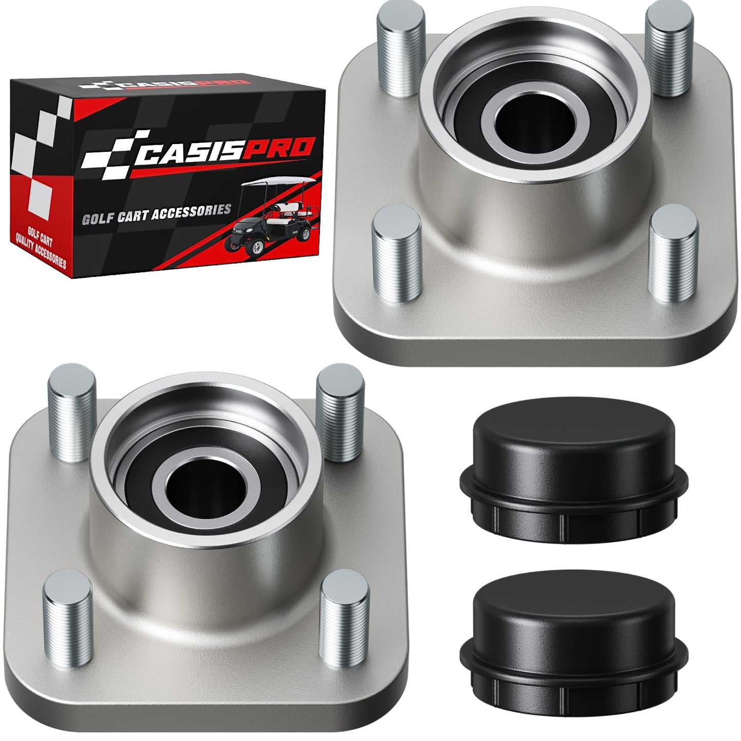 CASISPRO Golf Cart Front Wheel Hub Assembly for Club Car DS & Precedent 2003-Up, Club Car Front Wheel Bearing Hubs with Dust Cover, OEM# 102357701, 2PCS