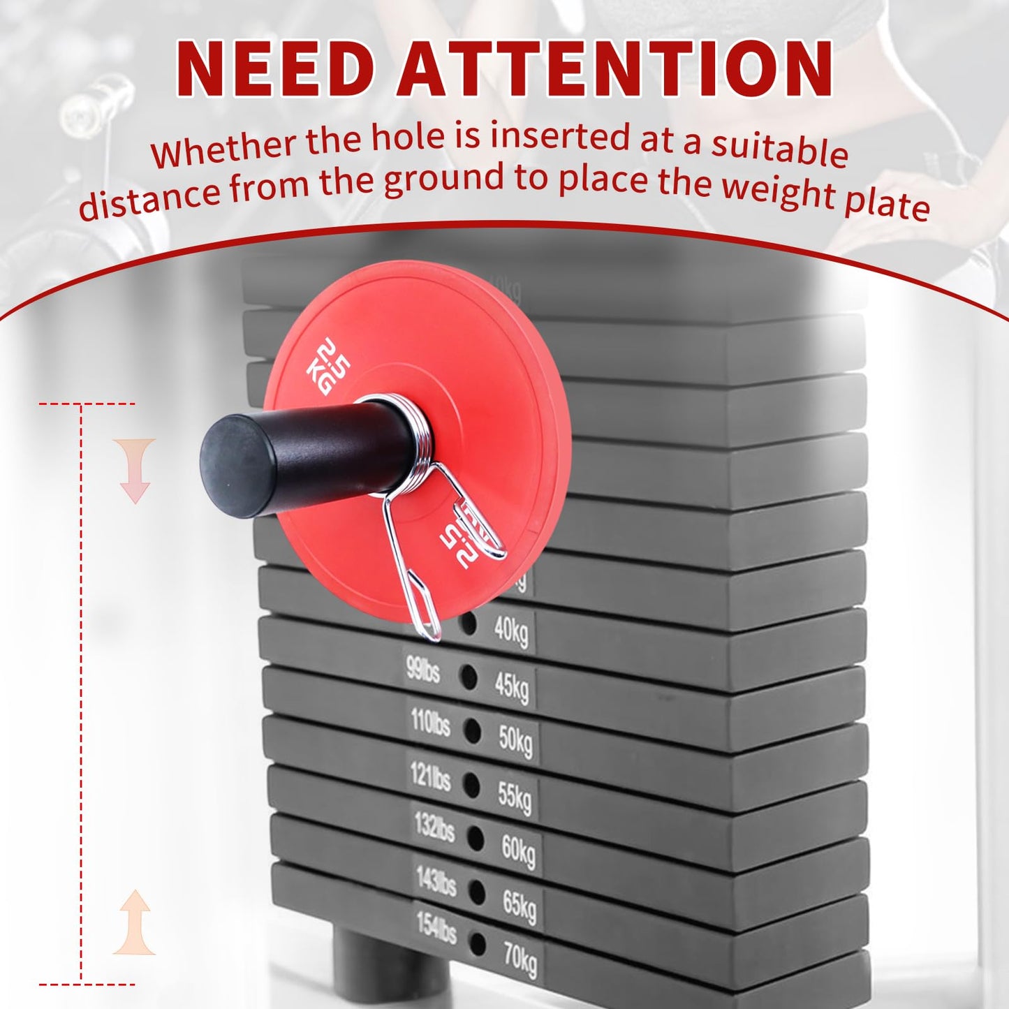 FNKTEK Weight Stack Pin and Spring Collar Weight Stack Extender Pin Commercial and Home Gym Accessories for Cable Tower and Functional Trainer Machine (Hanger Rod Length: 150 mm, Ø 8 mm,Length 80mm)
