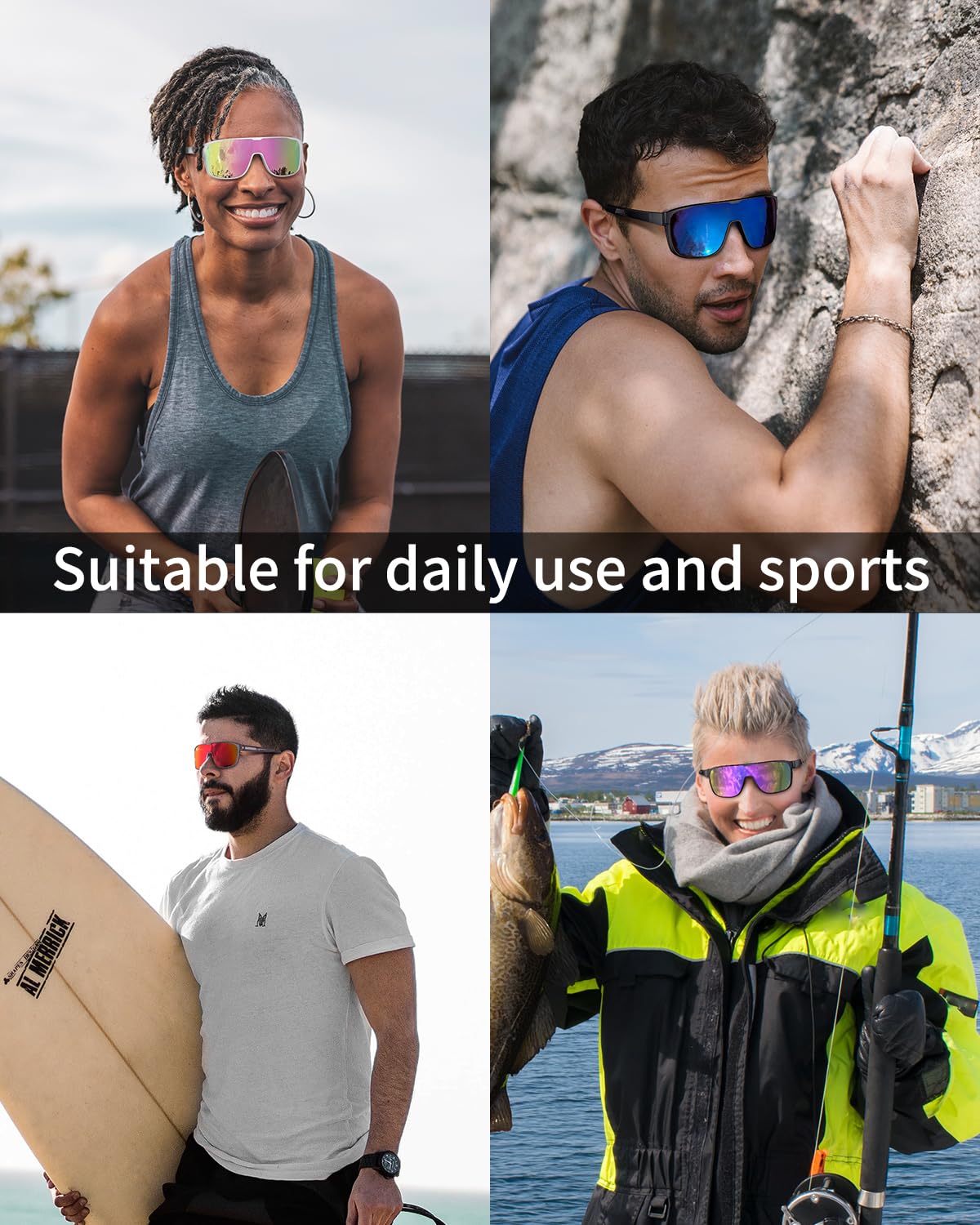 Polarized Sports Sunglasses for Men Women UV400 Protection Running Hiking
