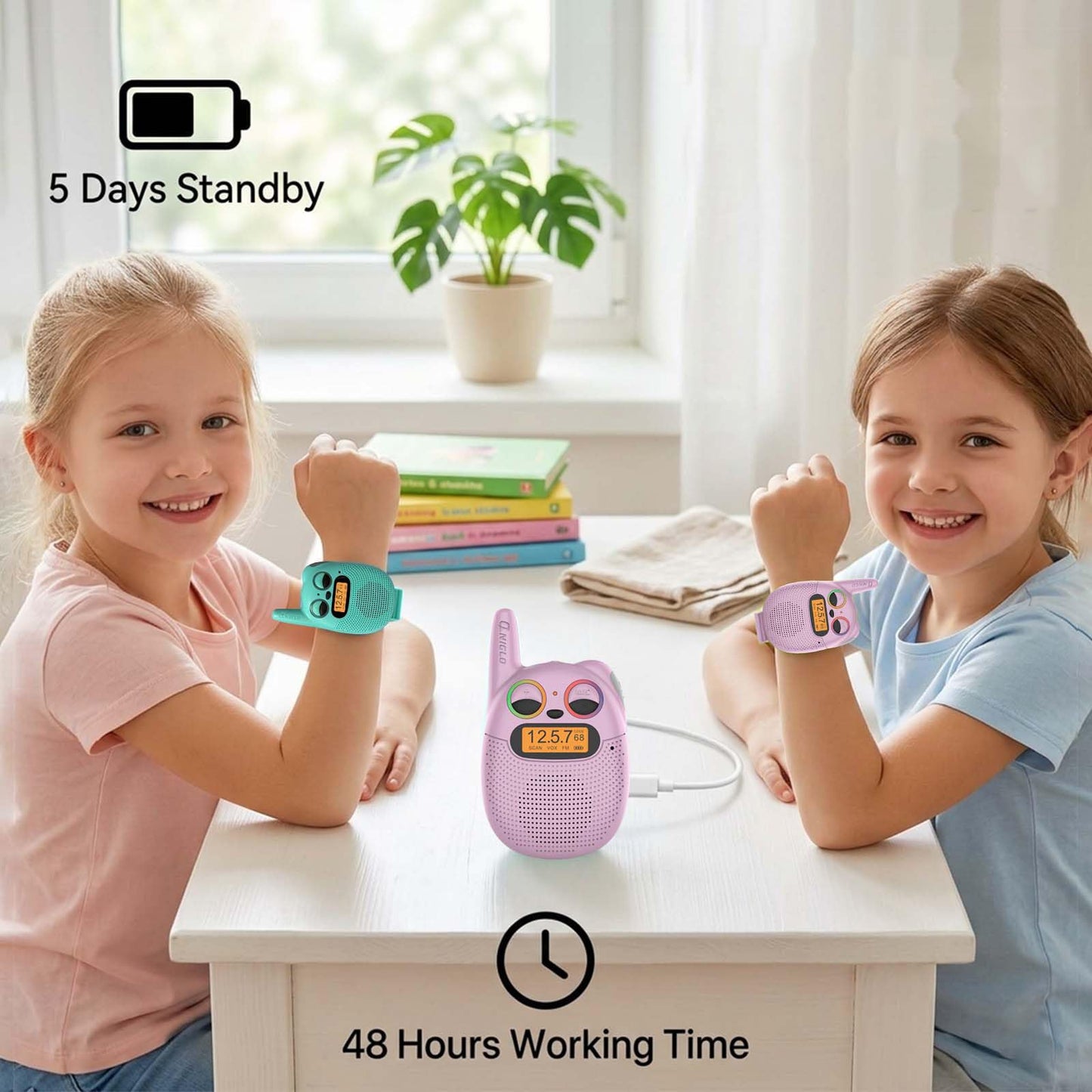 Qniglo Walkie Talkies for Kids, 3 Miles Long Range 22 Channels 2 Way Radio for Boys Girls Ages 3-12, Walkie Talkies for Outdoor Camping Hiking, Easter/Birthday Presents for 4 5 6 7 8 Year Old